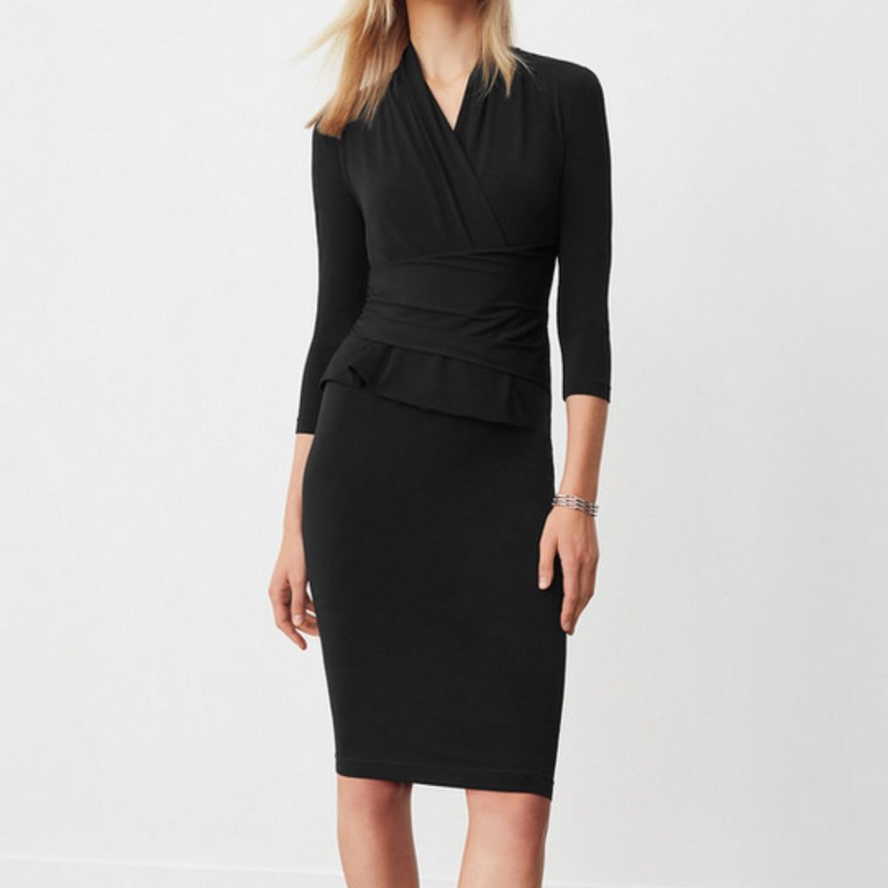The Fold Arlington Dress Black Jersey Knee Length Dress